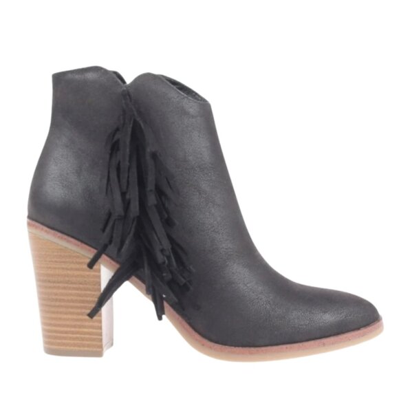 NWOB MIA Black Ankle Boots with Fringe Size 8 - Picture 3 of 9